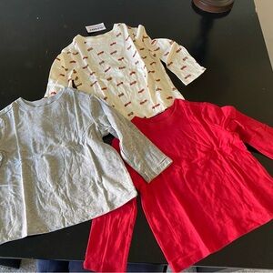 NWT 2T Firetruck Set of Three Long Sleeve Shirts - Red, Gray, Firetruck 2T